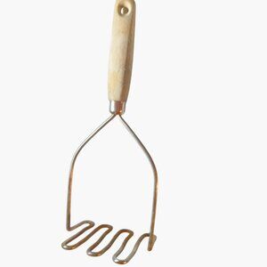 Wood Handle Potato Masher Stainless Steel Wire Rustic Vintage Kitchen Utensil